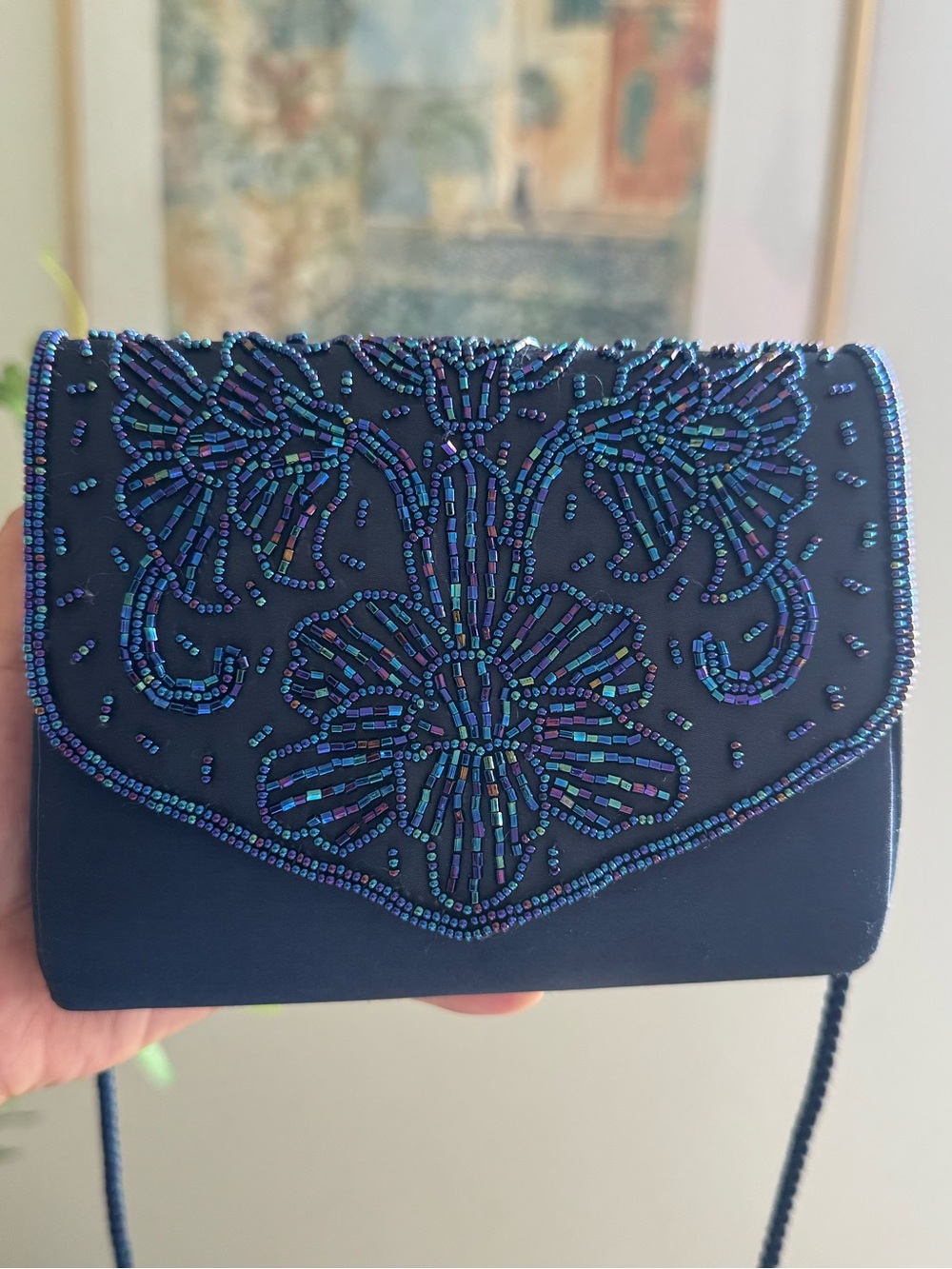 Beaded Navy Evening mini Crossbody Bag